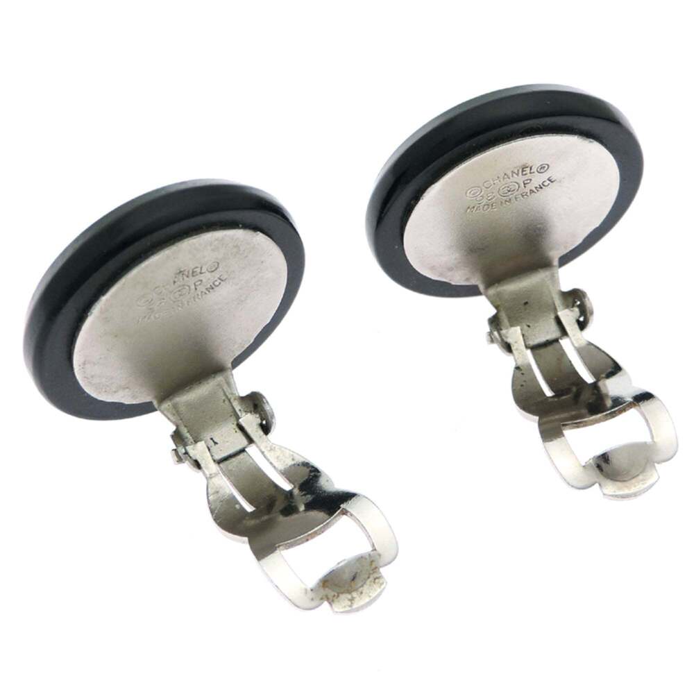 CHANEL Authentic Black Logo Earrings - Picture 4 of 6